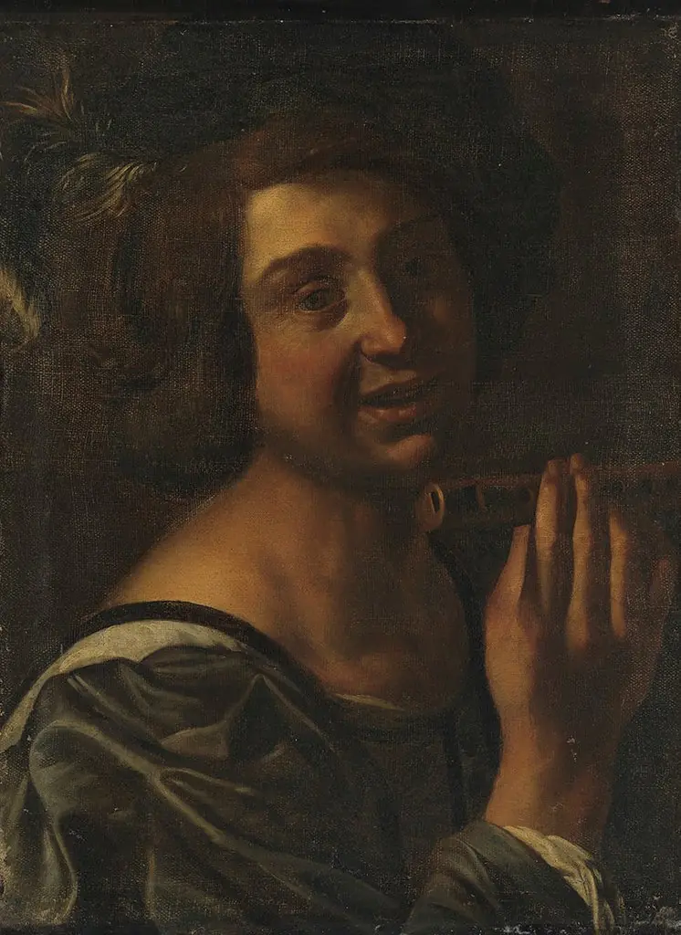 Flötist (Nachahmer), by Gerard van Honthorst