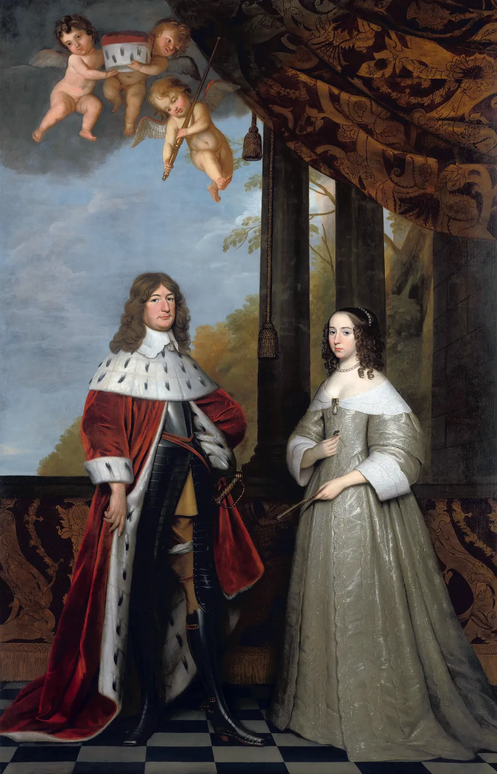 Friedrich Wilhelm (1620-88), Elector of Brandenburg, and his wife Louise Henriette (1627-67), Countess of Orange-Nassau, by Gerard van Honthorst, oil, 1647