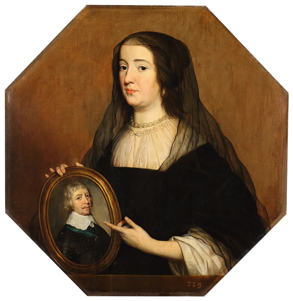 Portrait of Amalia van Solms (1602-1675), by Gerard van Honthorst, paint, 1650