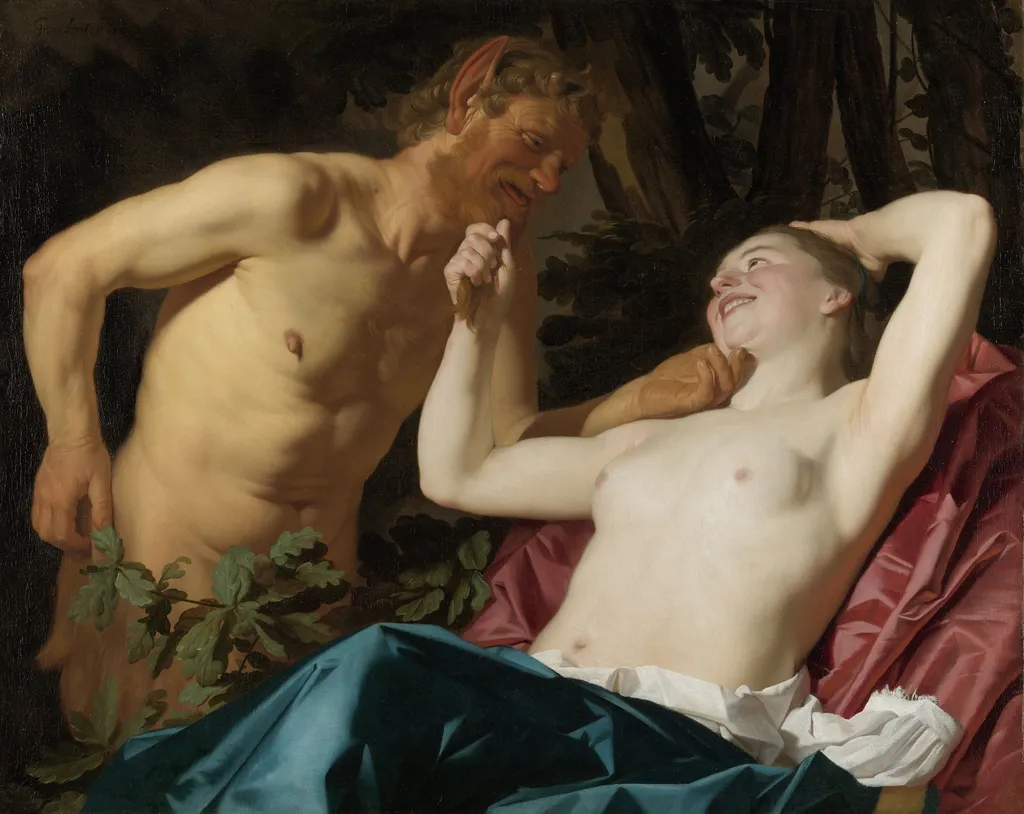Satyr and Nymph, by Gerard van Honthorst, oil, 1623