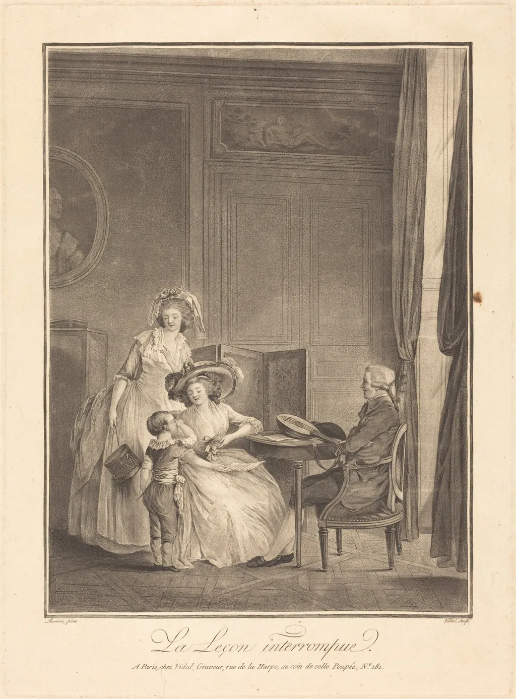 La lecon interrompue, by Gérard Vidal, ink, 1772