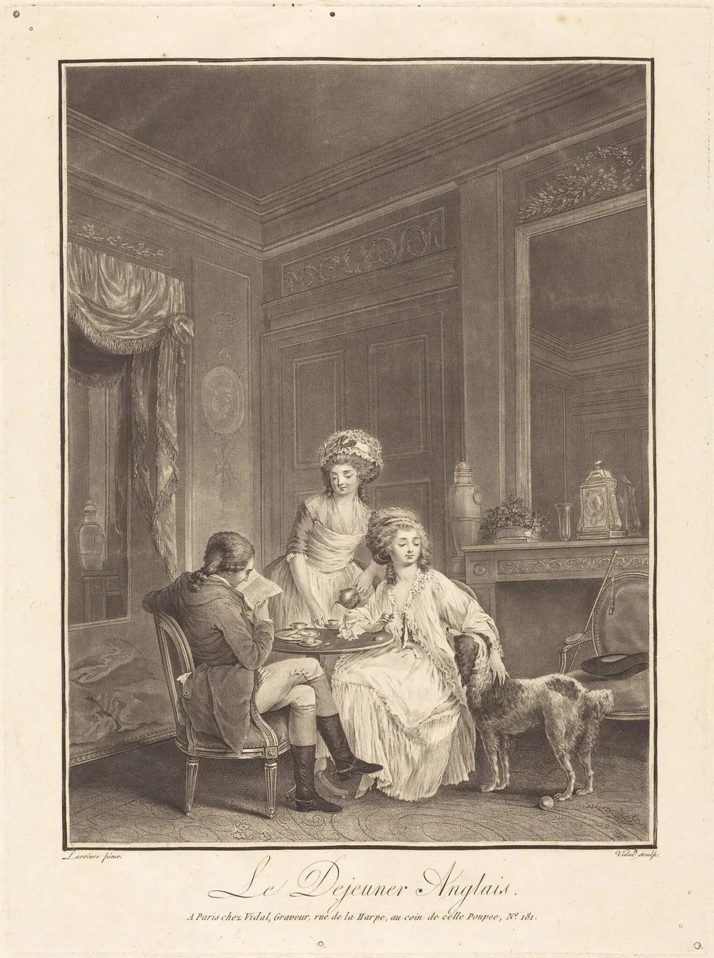 Le dejeuner anglais, by Gérard Vidal, ink, 1772