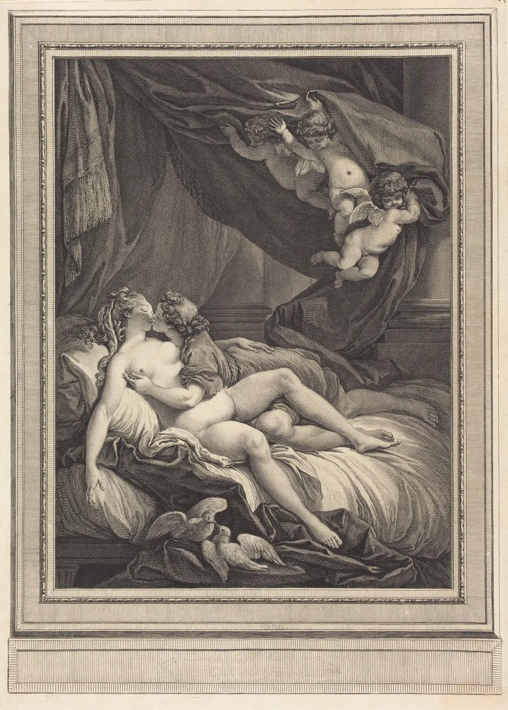 Venus et Adonis, by Gérard Vidal, ink, 1772