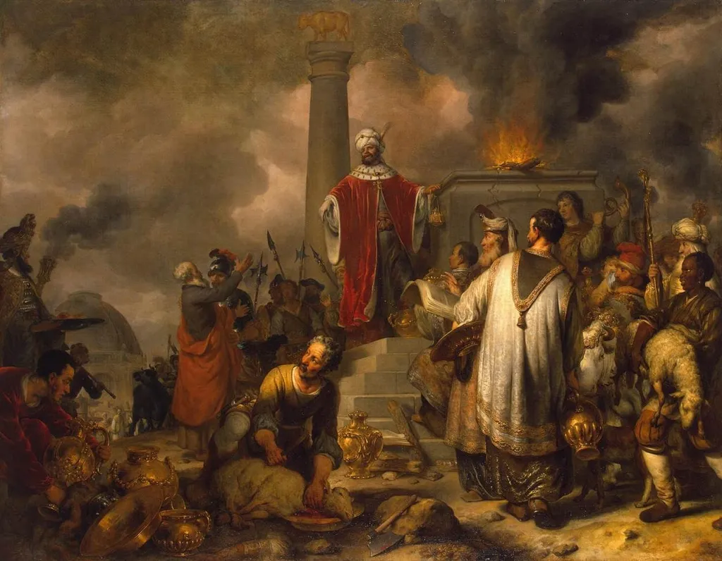 Jeroboam's Sacrifice at Bethel, by Gerbrand van den Eeckhout, oil, 1656