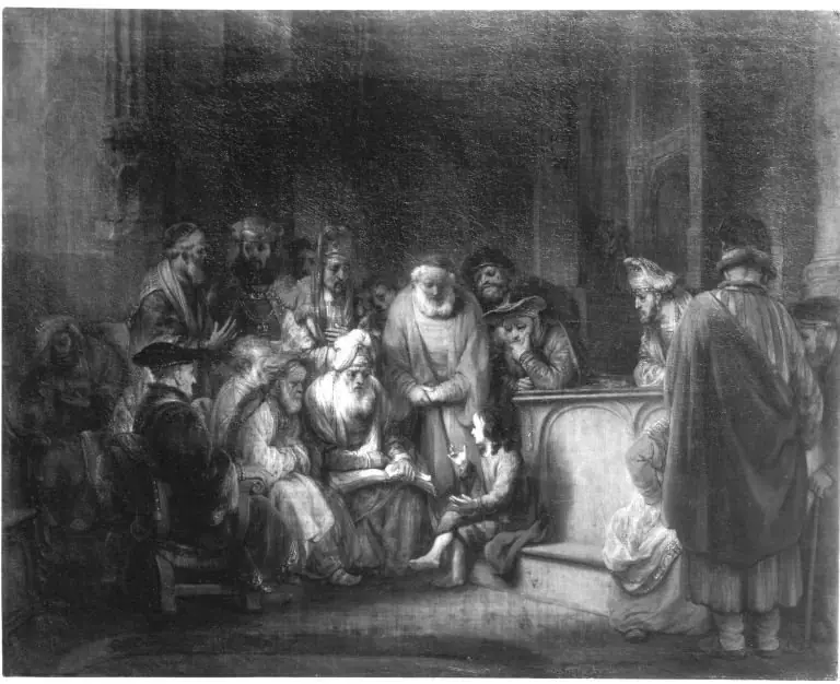 The twelve year old Christ in the temple with the doctors, by Gerbrand van den Eeckhout
