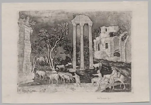 Pastoral Landscape with Ruins and a Ford, by Gerhardt Janssen