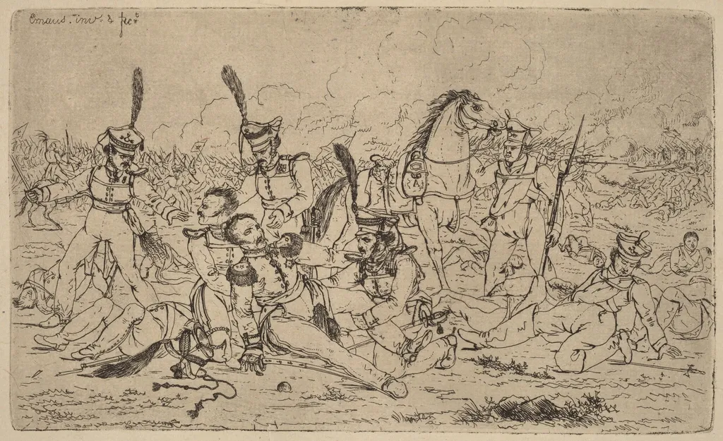 Death of a Russian General (Le Mort d'un general russe), by Gerhardus Emaus de Micault, ink, 1814
