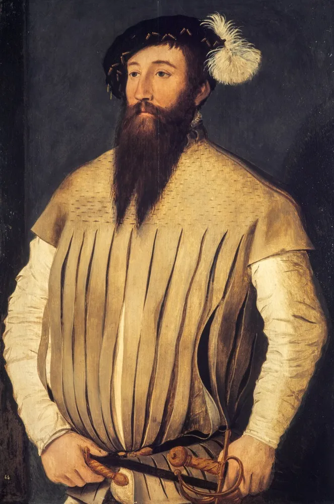 Sir Peter Carew (1514 - 1575), by Gerlach Flicke, oil