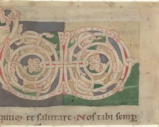 Initials V and D, by German 12th Century