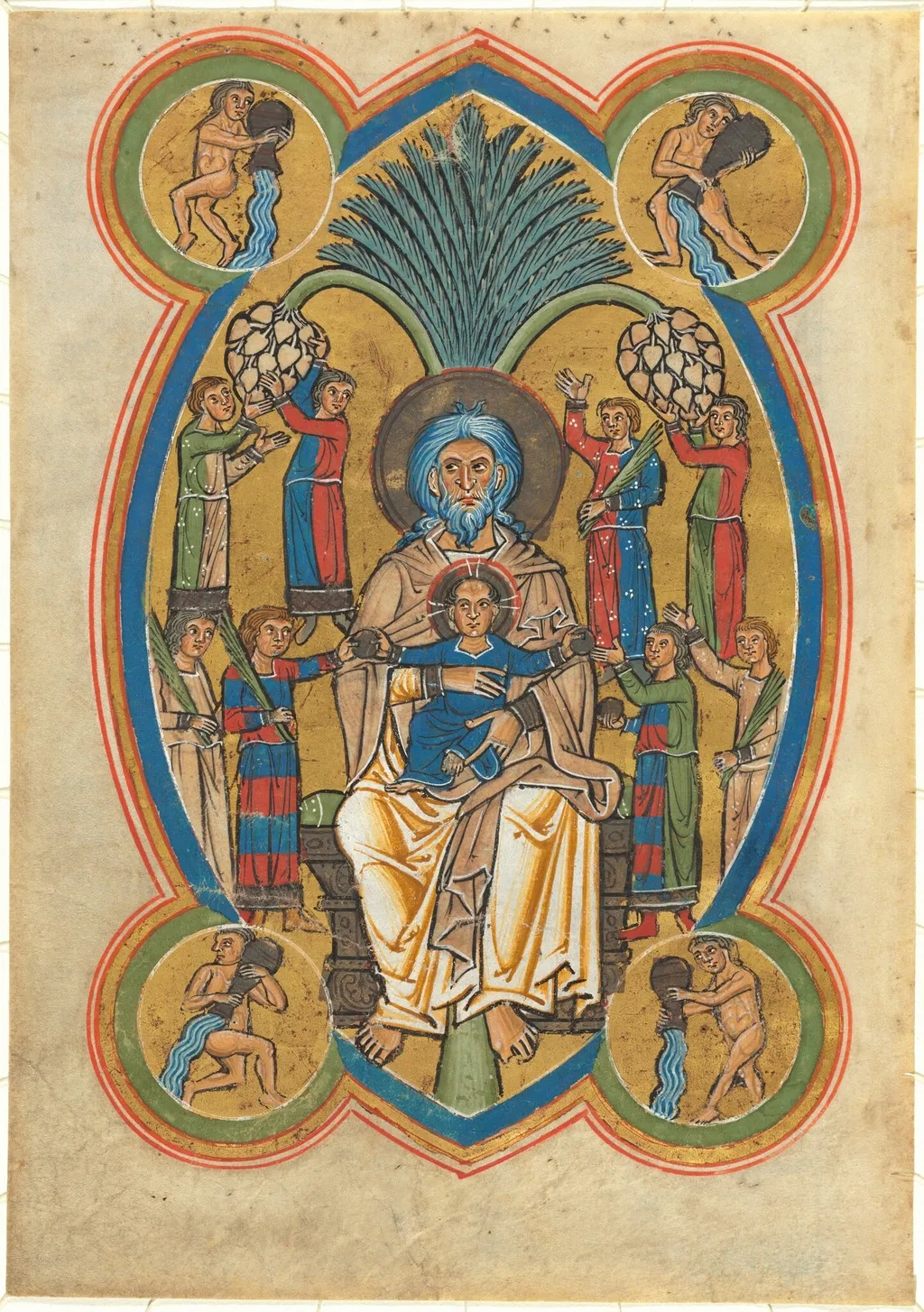 Paradise with Christ in the Lap of Abraham, by German 13th Century, tempera, 1239