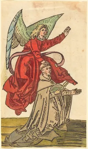 A Monk with an Angel, by German 15th Century