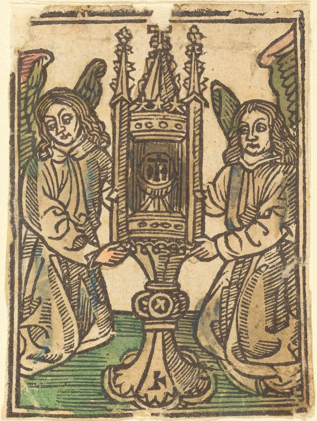 A Monstrance Held by Two Angels, by German 15th Century, ink, 1498