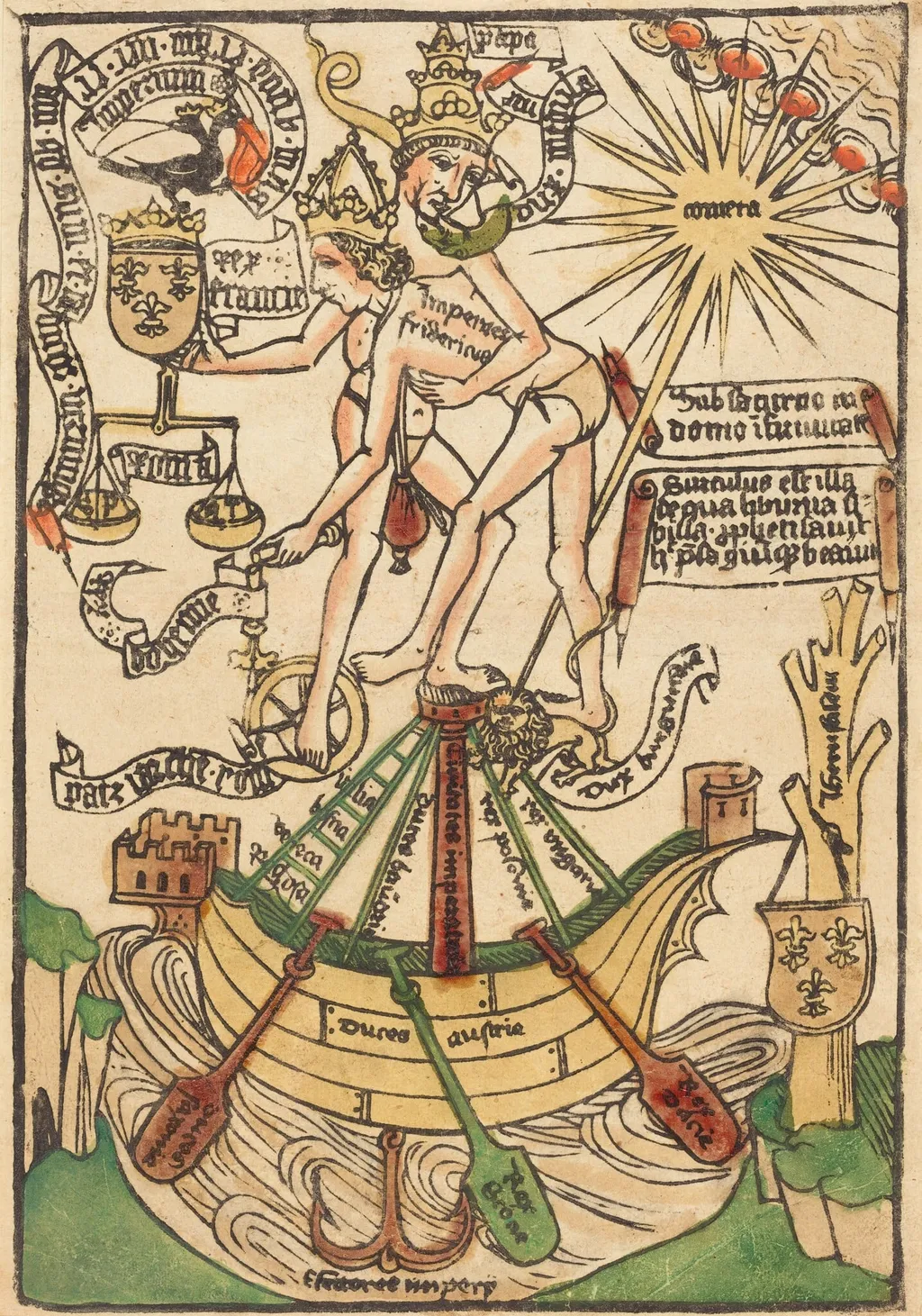 Allegory of the Meeting of Pope Paul II and Emperor Frederick III, by German 15th Century, ink, 1470