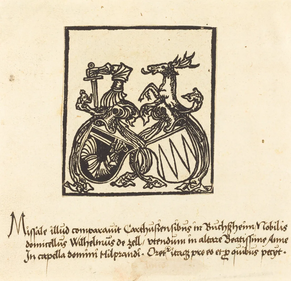 Bookplate of Wilhelm von Zell, by German 15th Century, ink, 1500