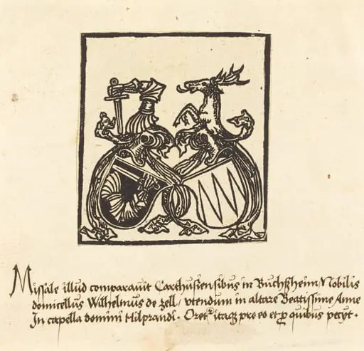 Bookplate of Wilhelm von Zell, by German 15th Century
