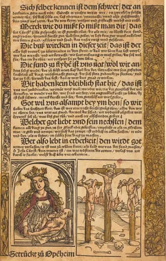 Broadside with Two Scenes from the Life of Christ, and Grotesque Borders, by German 15th Century