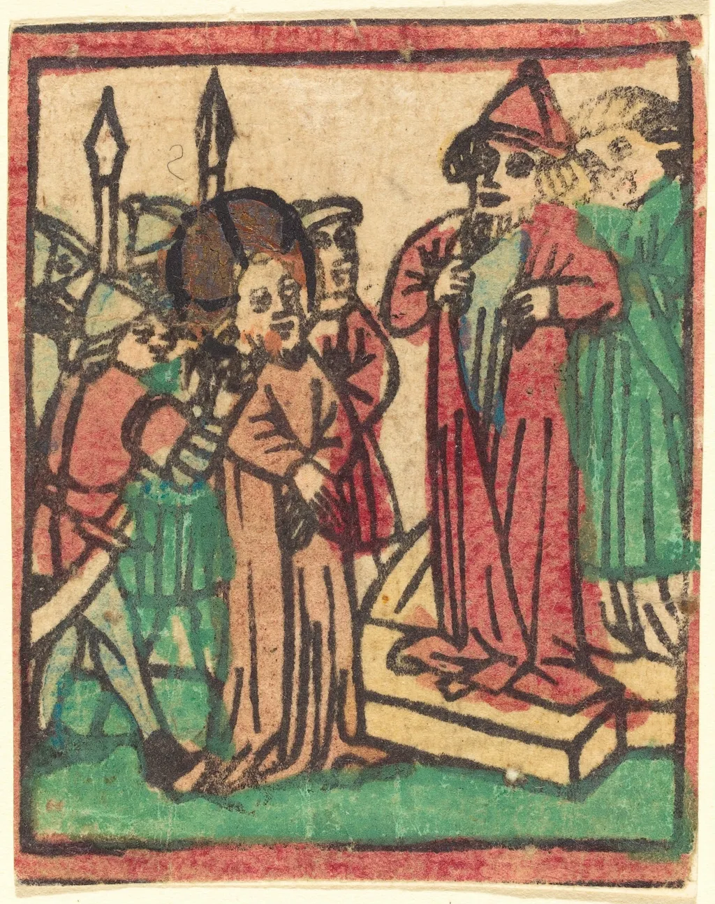 Caiaphas Tearing his Clothes, by German 15th Century, ink, 1449
