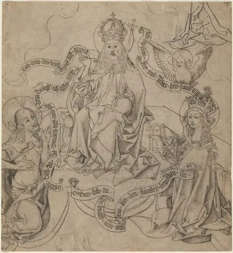 Christ and Mary Interceding with God the Father, by German 15th Century