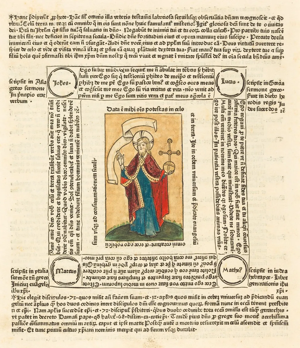 Christ as Salvator Mundi, by German 15th Century, ink, 1475