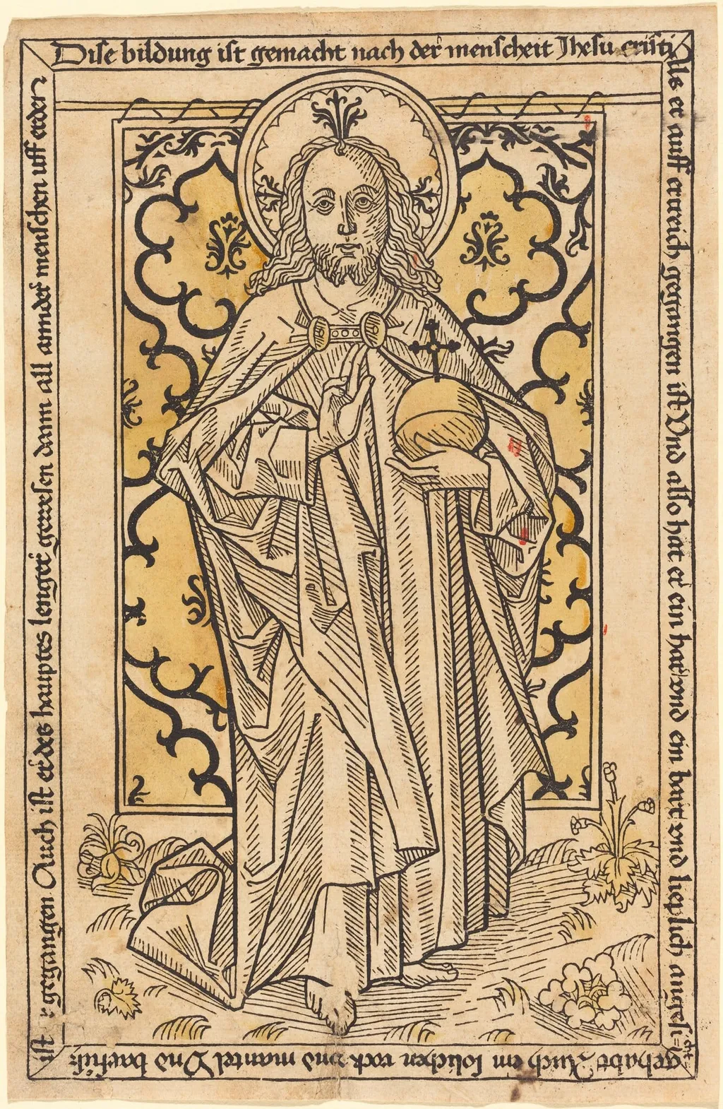 Christ as Salvator Mundi, by German 15th Century, ink, 1470