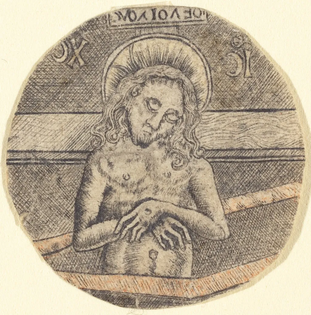 Christ as the Man of Sorrows, by German 15th Century, ink, 1475
