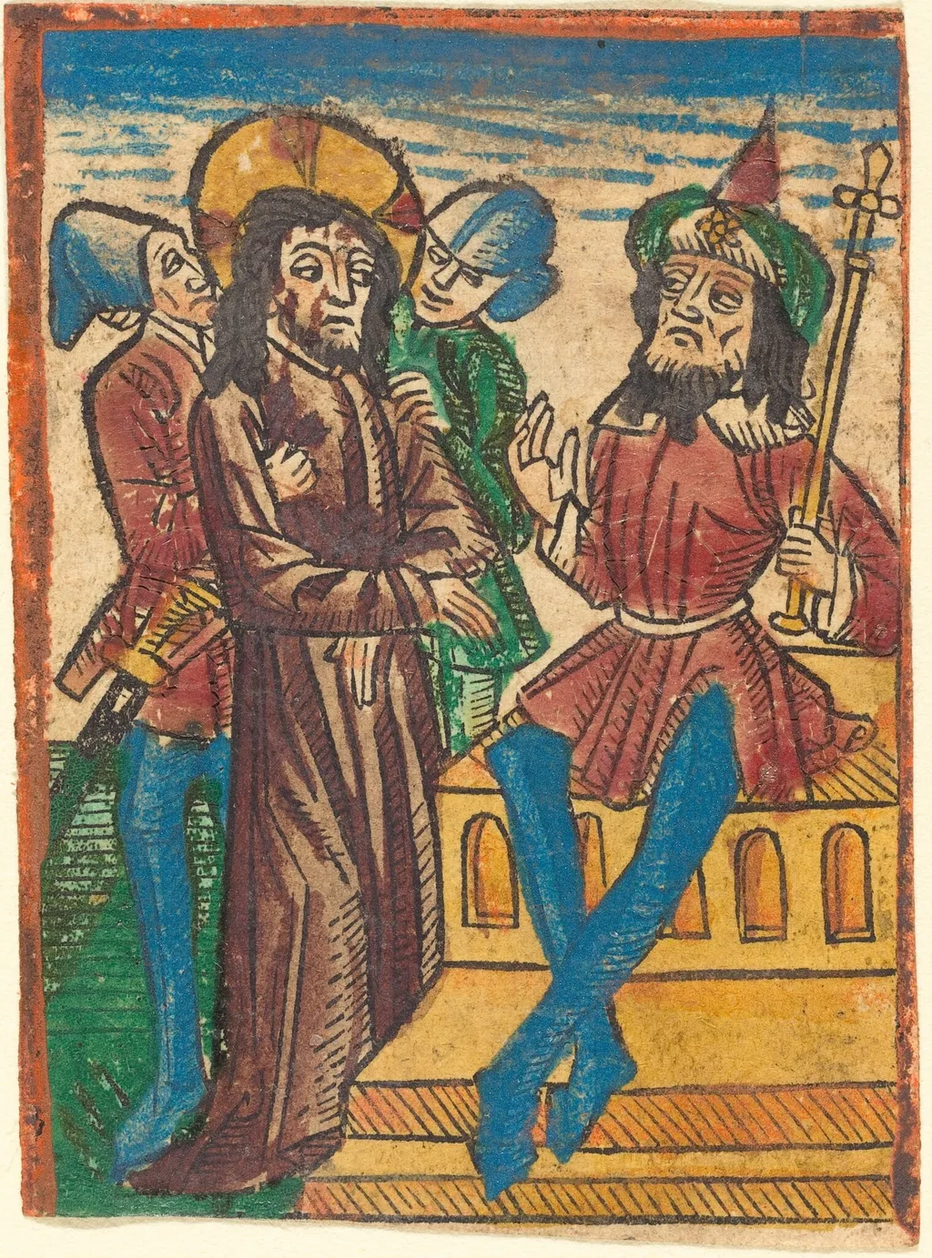 Christ before Pilate, by German 15th Century, ink, 1490