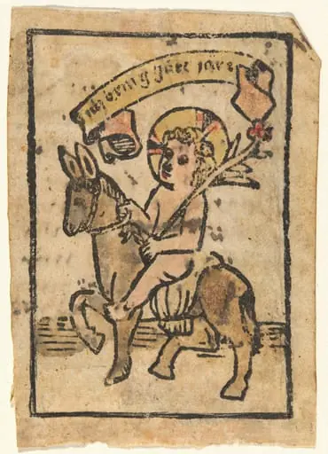 Christ Child on Donkey, by German 15th Century