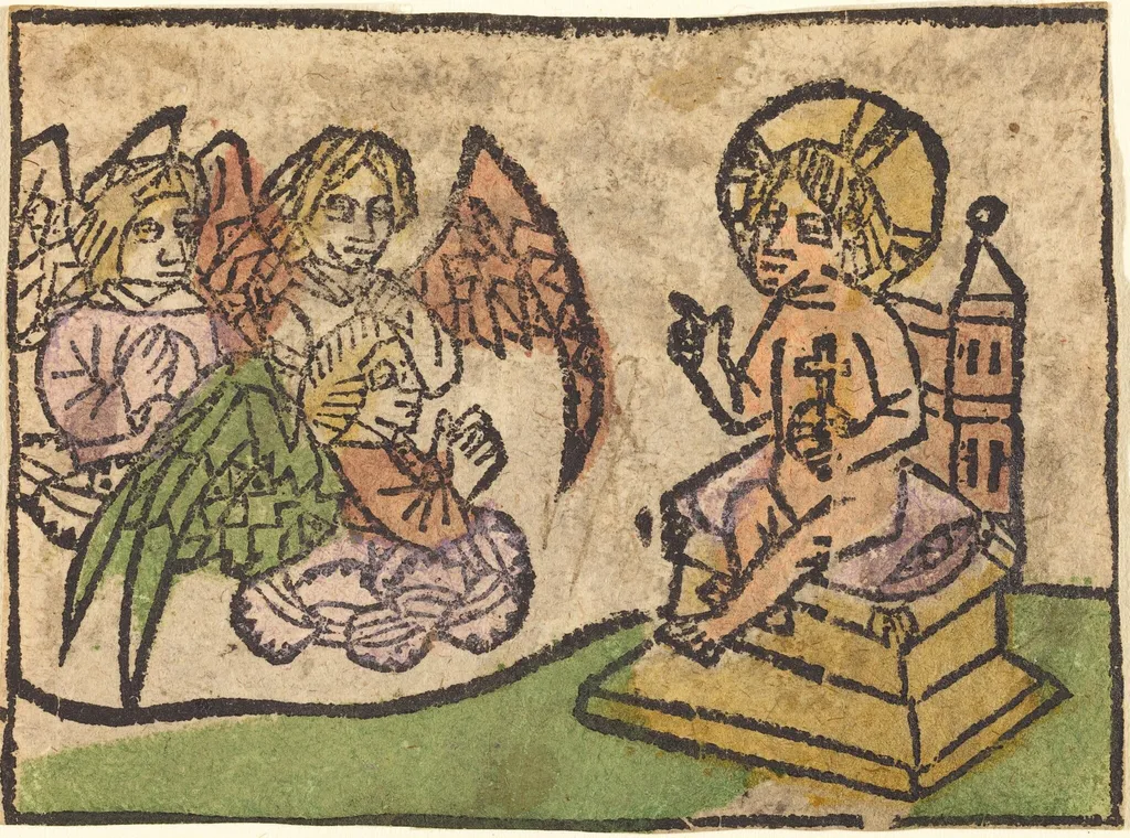 Christ Child with Three Angels, by German 15th Century, ink, 1465