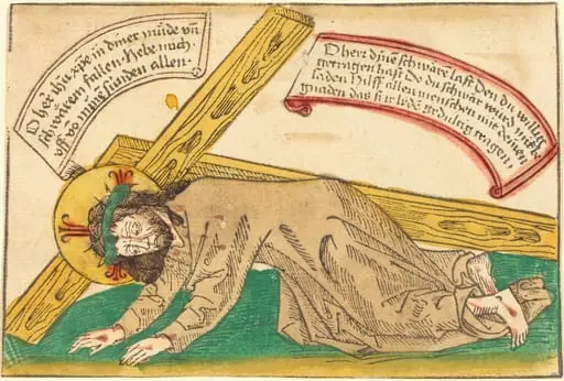 Christ Falling Under the Weight of the Cross, by German 15th Century