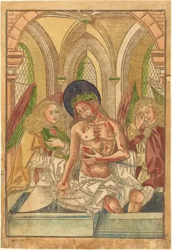 Christ in the Tomb with Two Angels, by German 15th Century