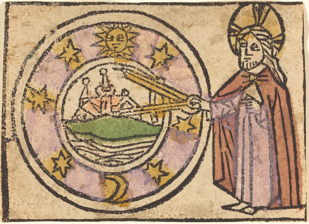 Christ Measuring the Globe, by German 15th Century, ink, 1465