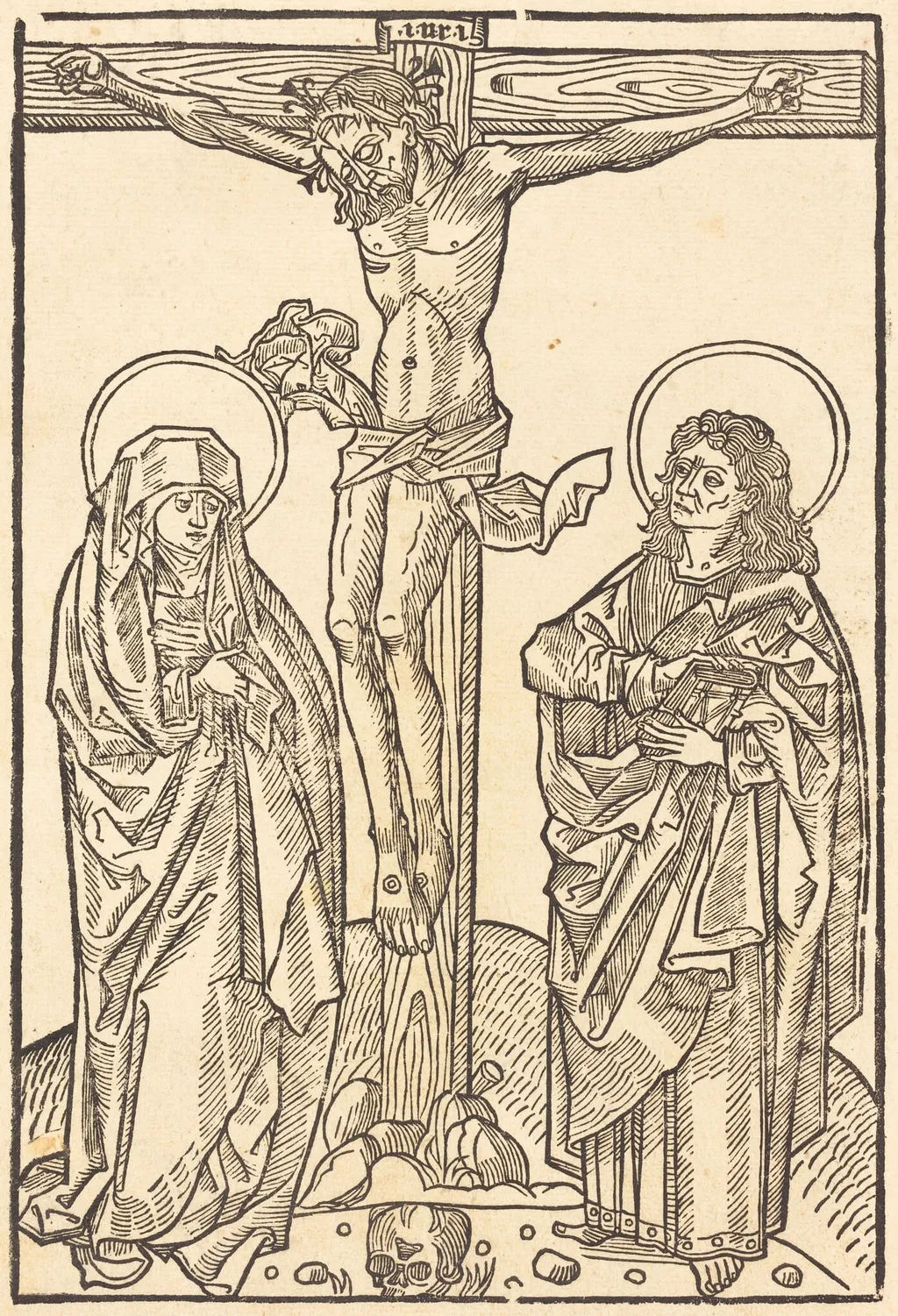 Christ on the Cross, by German 15th Century, ink, 1487
