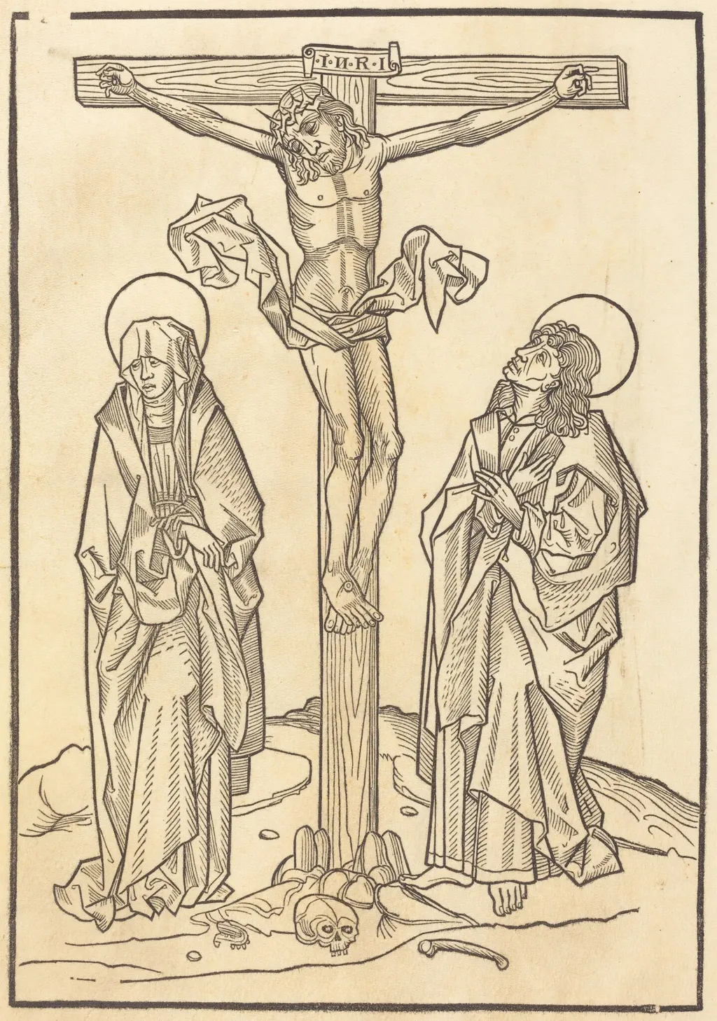 Christ on the Cross, by German 15th Century, ink, 1490
