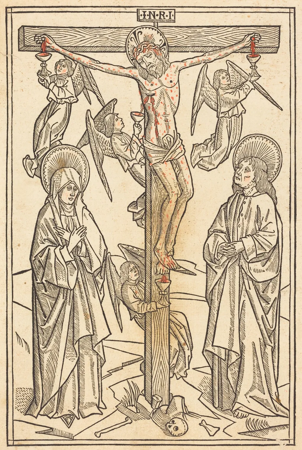 Christ on the Cross with Angels, by German 15th Century, ink, 1481