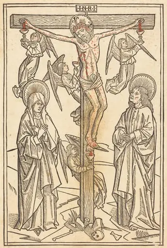 Christ on the Cross with Angels, by German 15th Century