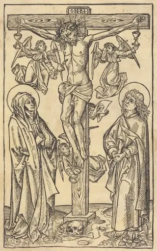 Christ on the Cross with Angels, by German 15th Century