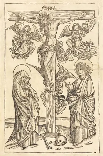 Christ on the Cross with Angels, by German 15th Century