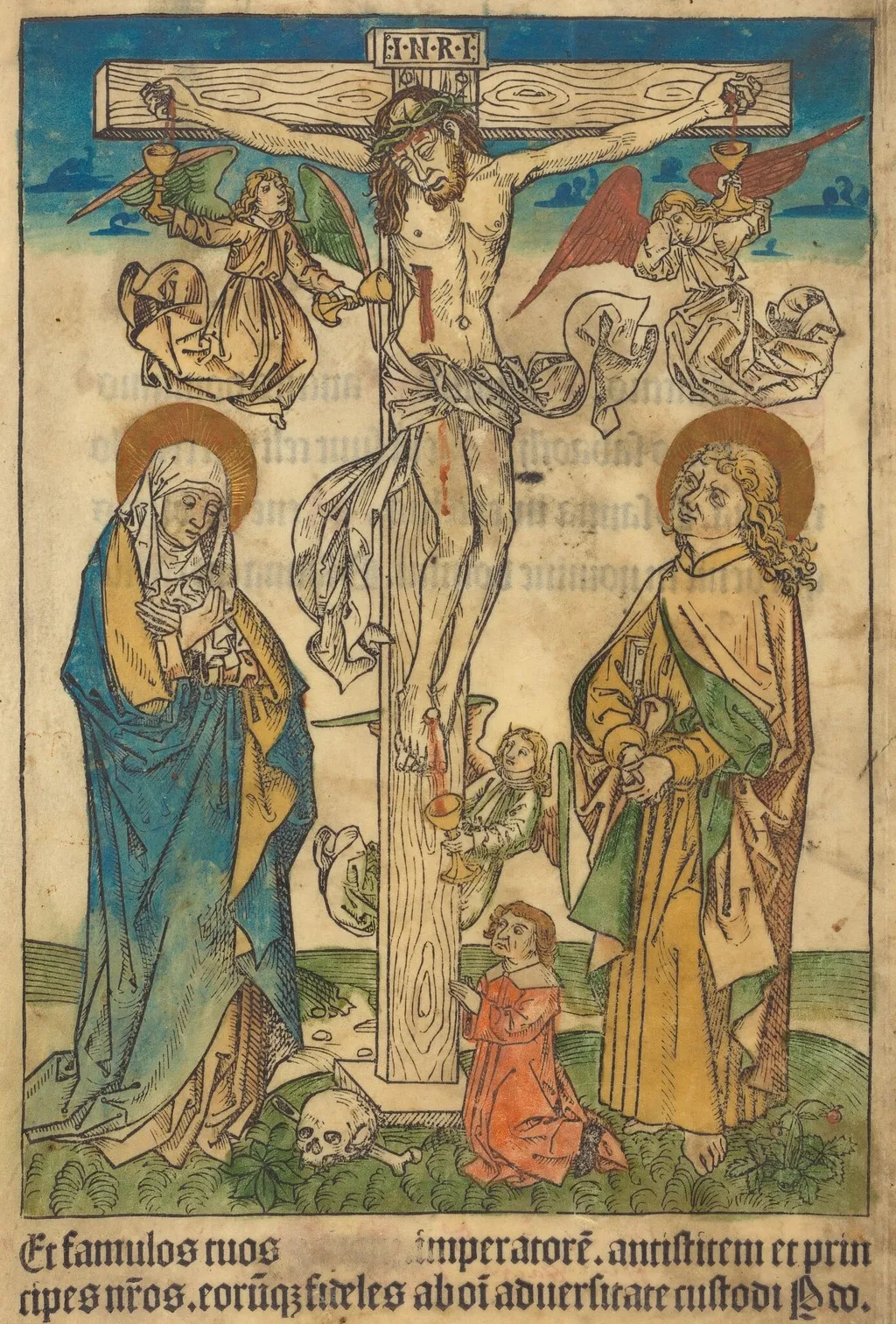 Christ on the Cross with Angels, by German 15th Century, ink, 1490