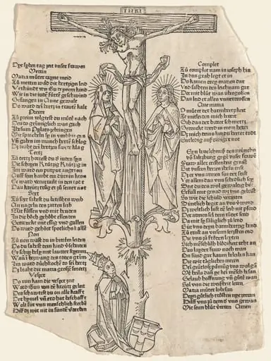 Christ on the Cross with Pope Pius II, by German 15th Century
