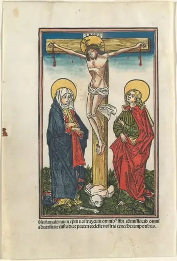Christ on the Cross with the Virgin and Saint John, by German 15th Century