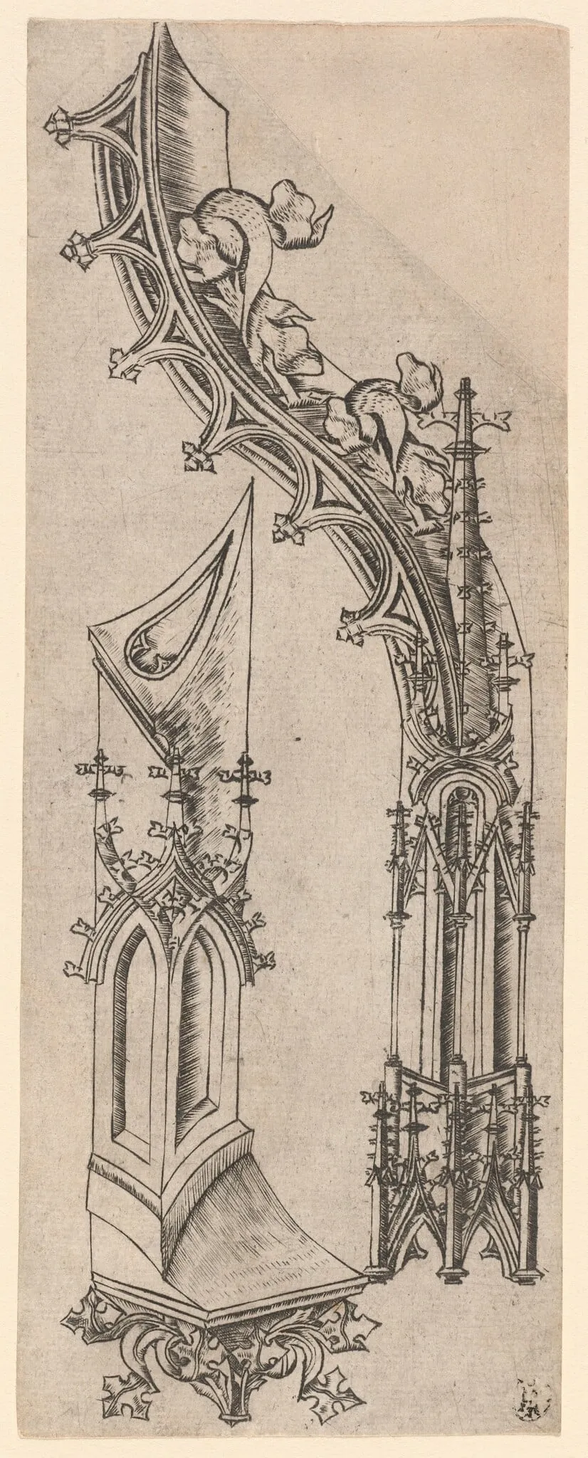 Gothic Letter "d", by German 15th Century, ink, 1490
