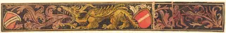 Grotesque Strip with Dragon, Shields and Wild Men, by German 15th Century, 1488
