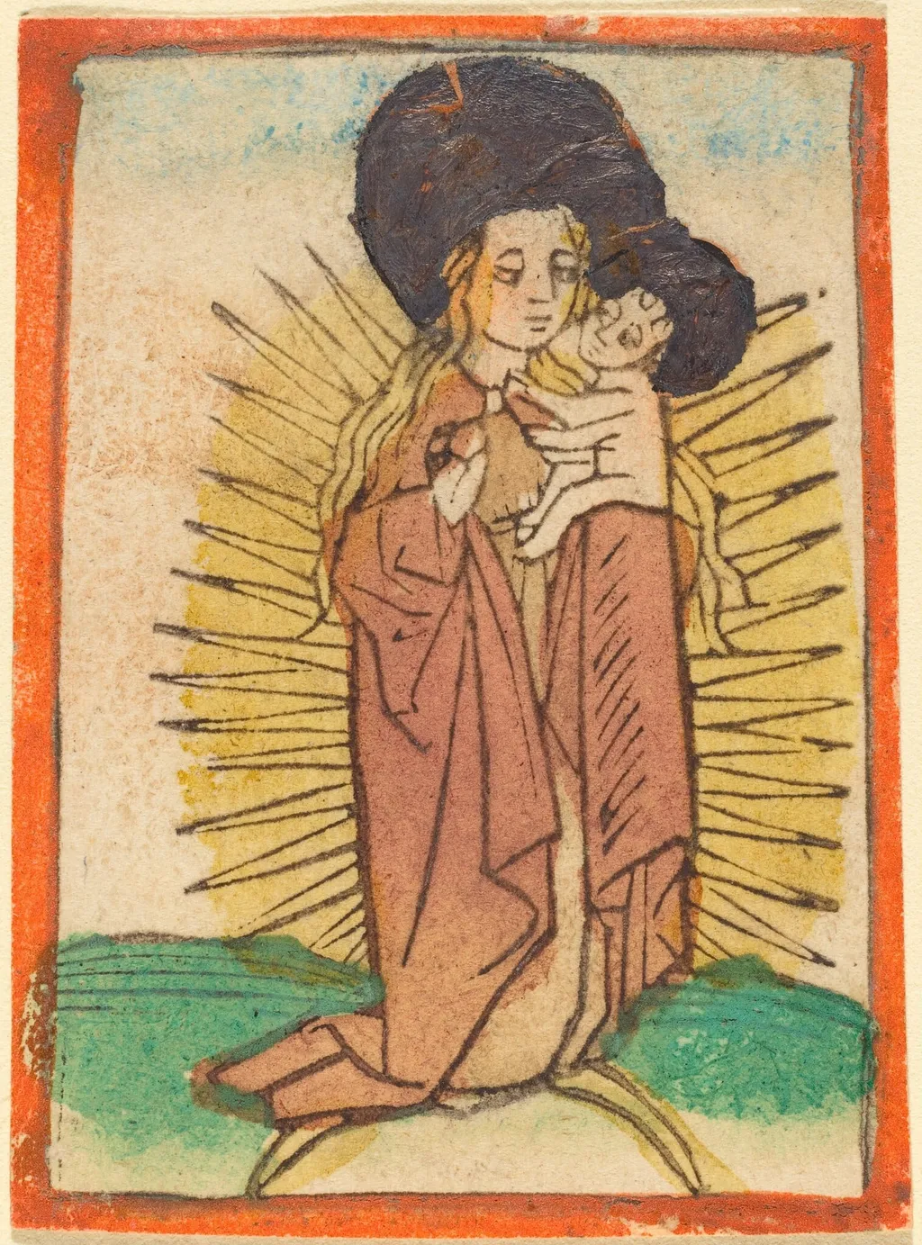 Madonna and Child in a Glory Standing on a Crescent Moon, by German 15th Century, ink, 1470