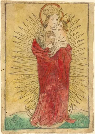 Madonna and Child in a Glory Standing on a Crescent Moon, by German 15th Century