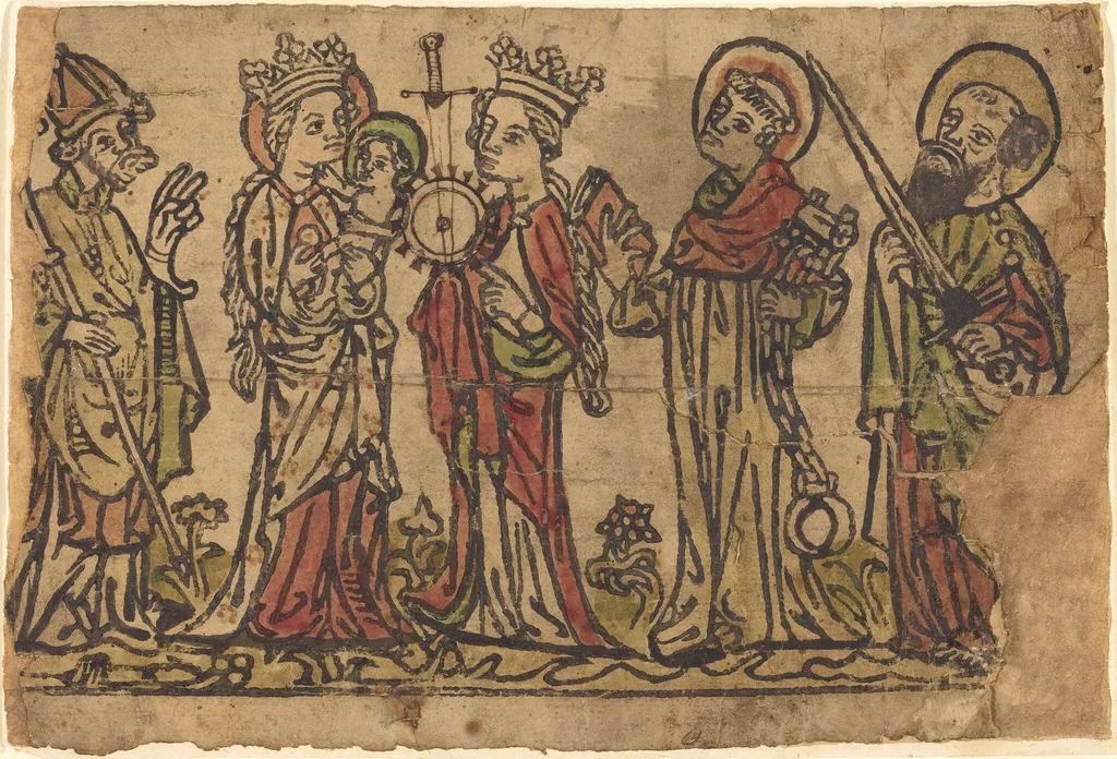 Madonna and Child with Four Saints, by German 15th Century, ink, 1420