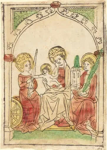 Madonna between Saints Catherine and Barbara, by German 15th Century