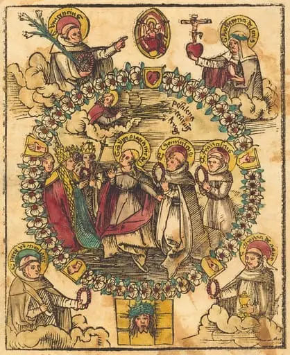 Madonna in a Rosary with Saints, by German 15th Century