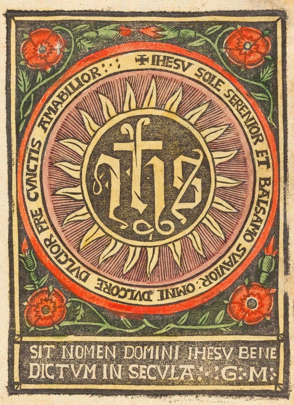 Monogram JHS in a Flaming Circle, by German 15th Century, ink, 1500