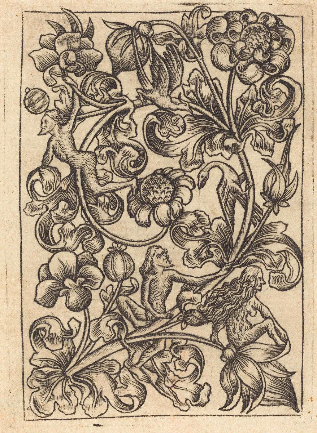 Ornament with Wild Folk, by German 15th Century, ink, 1462