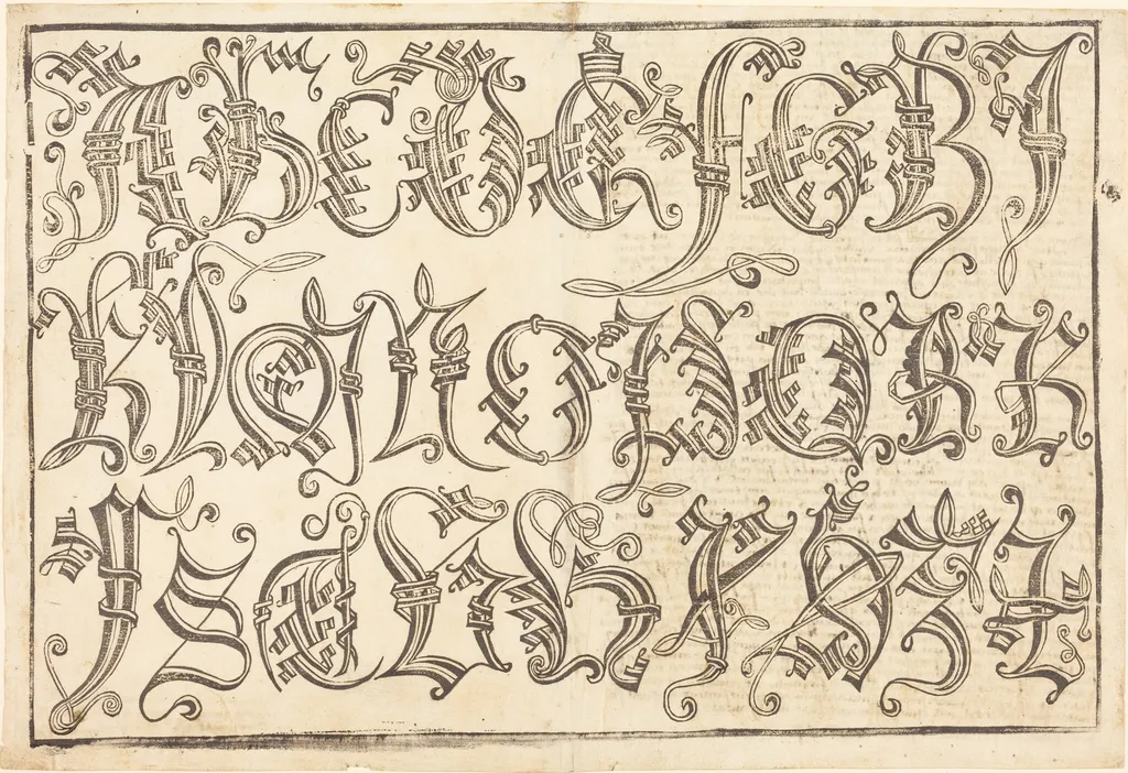 Ornamental Alphabet, by German 15th Century, ink, 1485